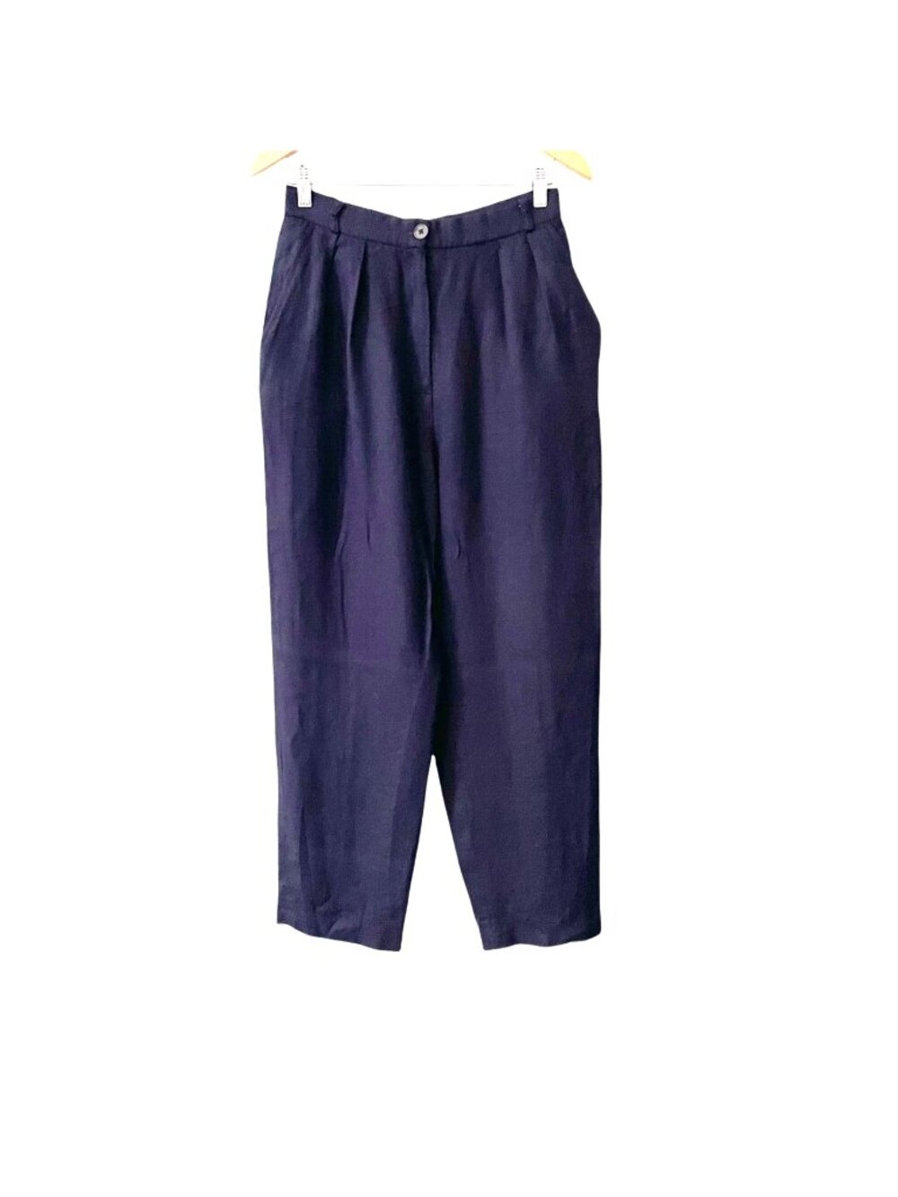 Vintage Dark Academia Evan-Picone Navy High Waisted Pleated Wool Pants Womens 12